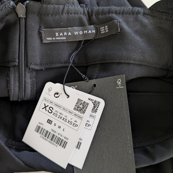 NWT Zara Black Pinafore Mini Dress w/Pompom Trim - Picture 7 of 14